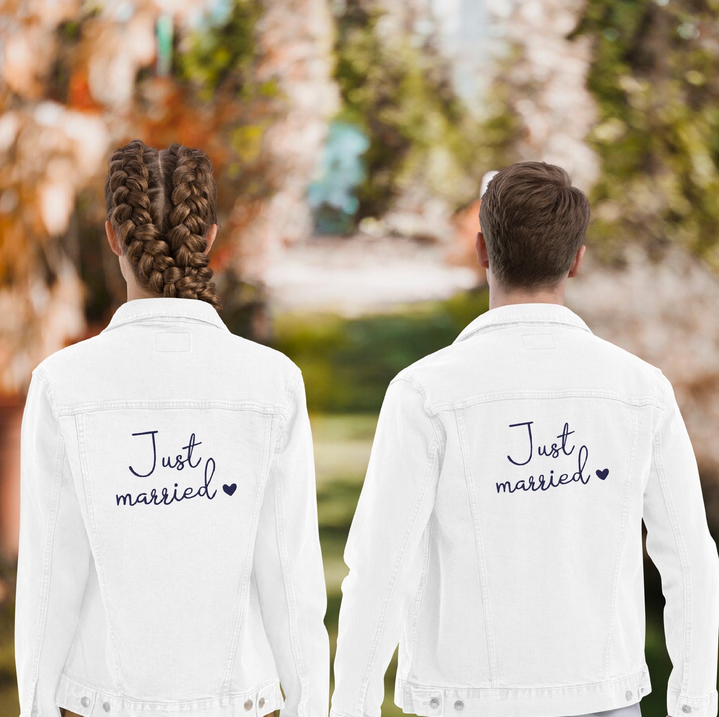 Just Married • Unisex white denim jacket