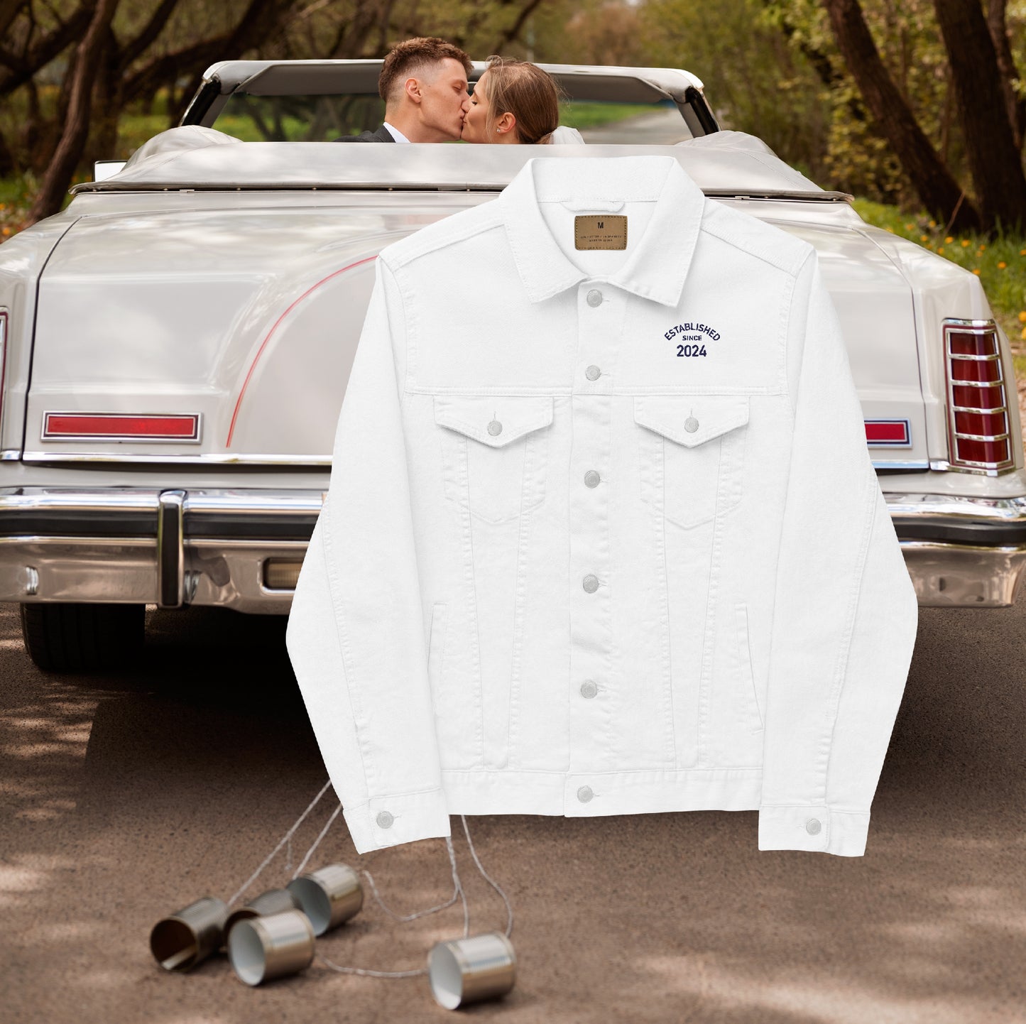 Just Married • Unisex white denim jacket