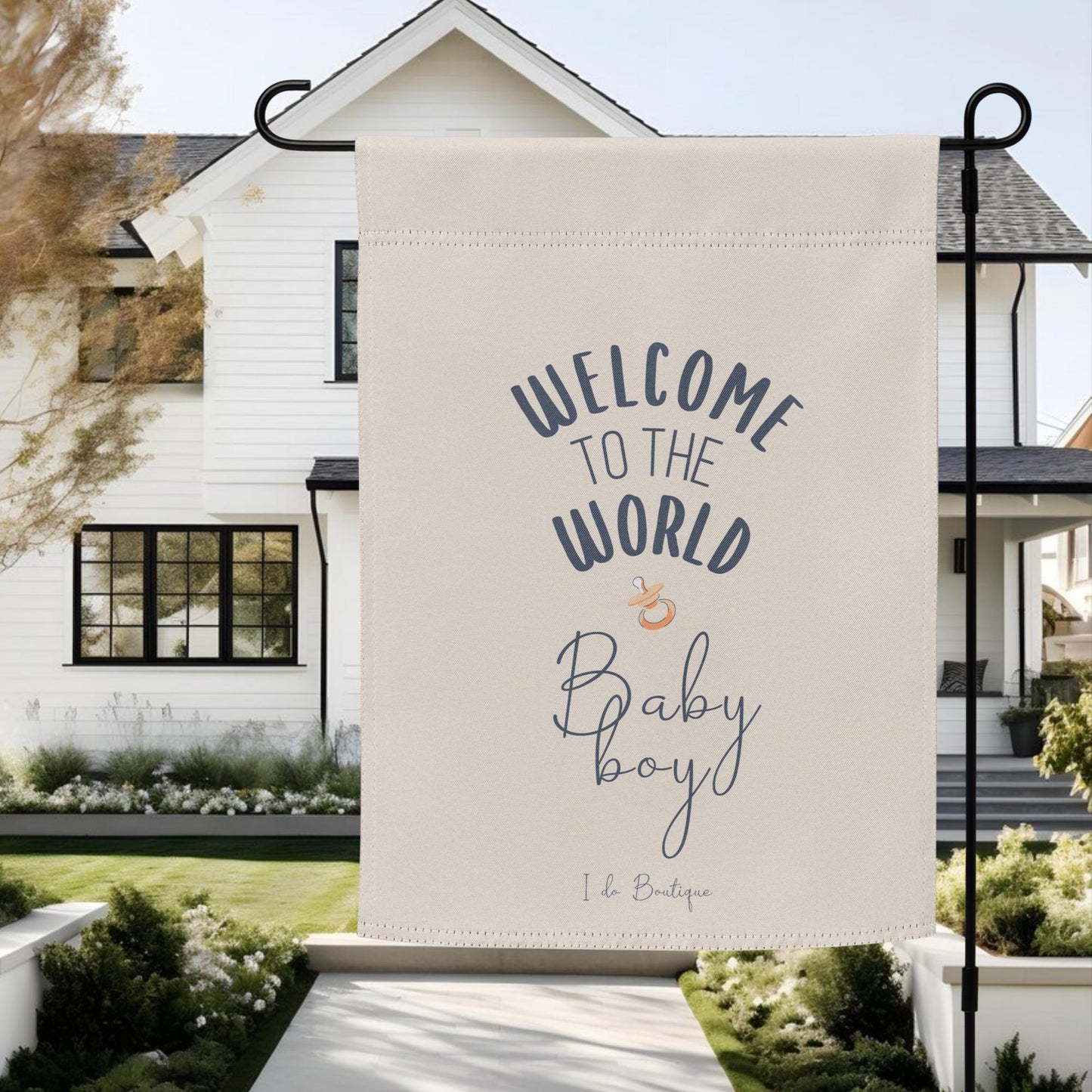 Welcome to the world Baby Boy • Mist Garden Flag