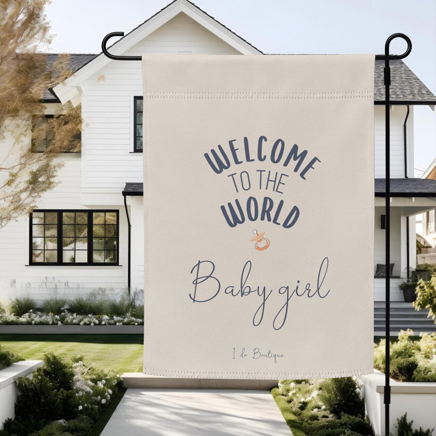 Welcome to the world Baby Girl • Mist Garden Flag