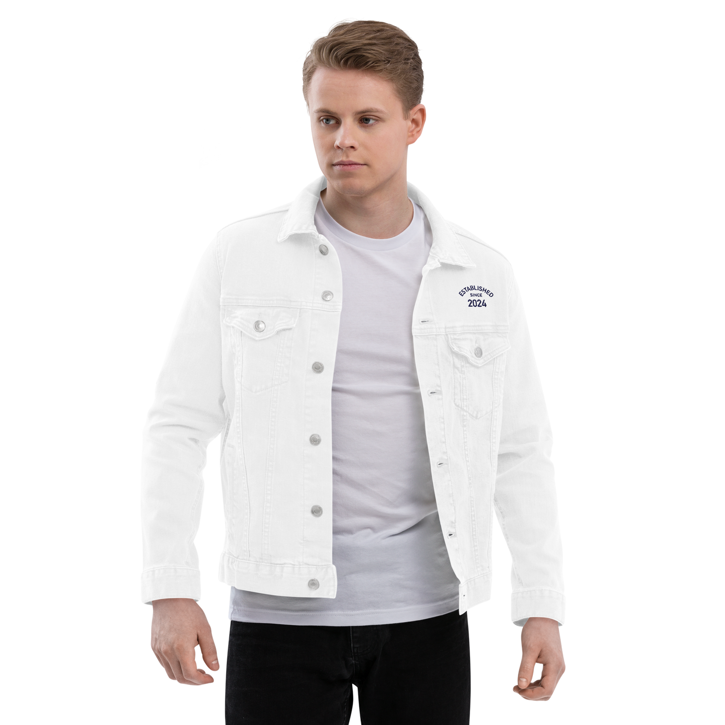 Just Married • Unisex white denim jacket